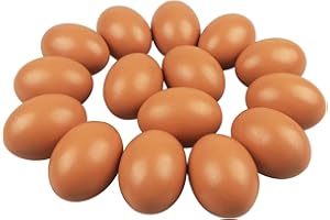 LARBER 15 Pièces Œufs de Poule Faux Oeufs en Bois pour Artisanat Oeufs de Pâques en Bois pour Peinture à la Main Artisanat Aider à pondre des Poules Cuisine Jeu Nourriture Poules Cadeaux de Pâques (Rouge)