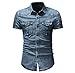 Produktbild Luckycat Herren Casual Slim Fit Knopf Shirt mit Tasche Kurzarm Bluse Mode 2018
