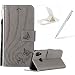 Produktbild Herz Schmetterlings Blumen Geprägte PU Leder Tasche Hülle Case für Huawei P20 Lite, Herzzer Persönlichkeit Lines Handyhülle Flip Wallet Cover Weiche Innere Silikon Bumper Bookcase mit Magnet Kartenfächer Schutzhülle für Huawei P20 Lite - Grau