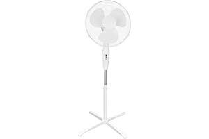 COZYBRITE Pedestal Fan Cooling 16 inch Standing Electric Oscillating Floor Fans with 3 Speed Setting Adjustable Height Tilt Angle for Living Room Bedroom Home Use FS40-3 (White)