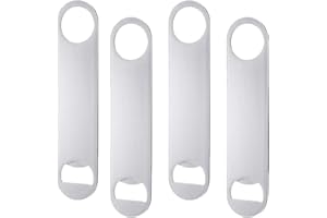 Opaceluuk 4 abridores de botellas de cerveza, llave de barra para camarero, abridores de cerveza planos simples y eficaces (monopatín plateado)