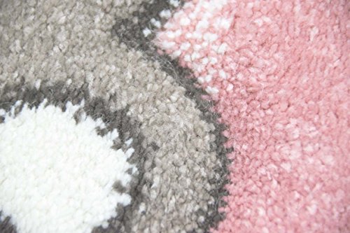 Kinderteppich Spielteppich Kinderzimmer Teppich niedliche Bunte Tiere mit Konturenschnitt mit Hund Giraffe Zebra Bär Katze Nilpferd in Pastellfarben Rosa Türkis Lila Senfgelb Grau Grün Creme Beige Bunt Größe 120×170 cm - 6