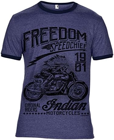 Streetmerch Free P&P Biker Motorbike Indian Motorcycles Ringer T Shirt Cafe Racer Classic Biker (XL-46 Inch 117cm)