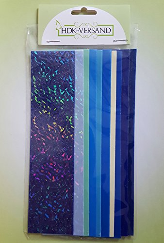 HdK-Versand 10 Wachsplatten Bunt Mix Grösse ca. 200x50x0,5mm Bunt sortiert , Verzierwachs, Wachs (Blau Mix 3)