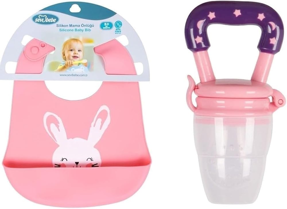 Sevi Bebe Silikon Mama Önlüğü + Silikon Meyve Emziği