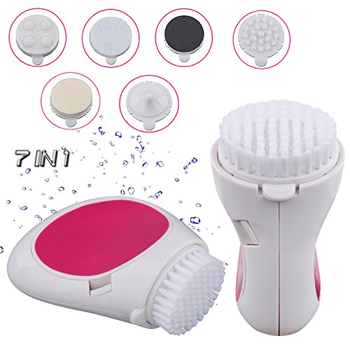 Discoball® 7 in 1 Portable Facial Brush Cleansing System Massager Face Cleanser Brush with 7 Brush Heads