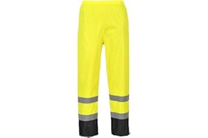 Portwest H444 Pantalone Classic Anti Pioggia Alta Visibilità, Bicolore, Giallo/Nero, L