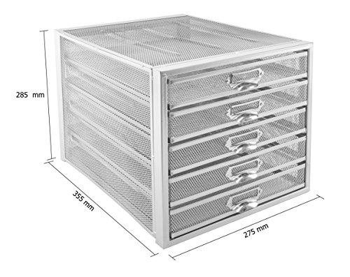Osco M5T-SLV - Organizador de documentos de malla met  lica con 5 niveles  color plateado