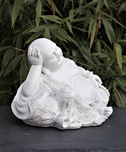 Steinfigur Buddha – Antik-Weiss, Garten, Deko, Figur, Stein, Statue, Frostsicher - 3