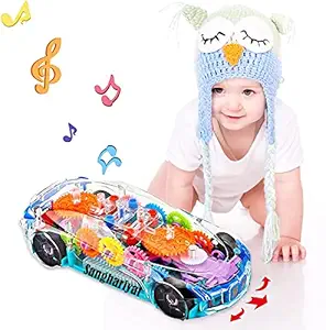 Sky Tech Transparent car 3D Concept Super Car Toy for Kids with 360 Degree Rotation, Gear Simulation Mechanical Car Technology w/d Sound & Light Toys for Kids Boys & Girls Toys & Games