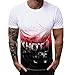 Produktbild Proumy 2019 Mode Gradient Shirt Sommer Herren Tops Slim Fit Tintenstrahl Drucken T Shirt Brief Print Kurze Ärmel Tee Freizeit Rundhals Sport T Stück (XXL, Red)