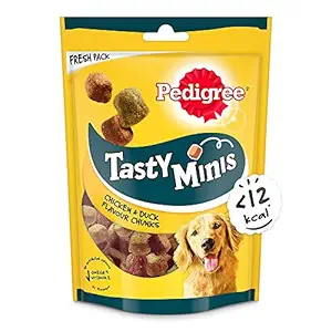 Pedigree Tasty Minis Cubes Adult Dog Treat, Chicken & Duck Flavour Chunks - 130 g Pack
