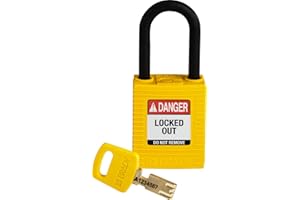 BRADY Candado de Nailon Safekey, 38mm x 84mm x 19mm, Amarillo