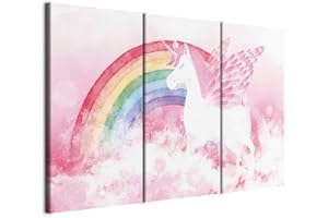 murando - Quadro per Bambini 120x80 cm 3 Pezzi Stampa su tela XXL Immagini moderni Fotografia Grafica Decorazione da parete 3 pezzo Animali Arcobaleno Cielo Unicorno Pegaso e-A-10030-b-a