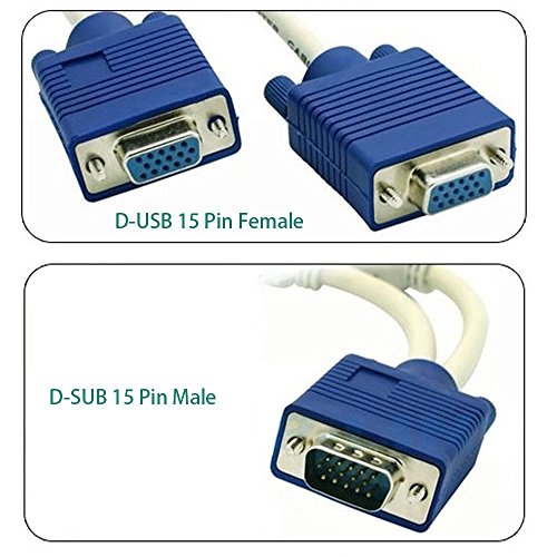 15P VGA-Splitter-Kabel 1 Stecker auf 2 weiblich Y Adapter Monitor-Konverter für PC Video Computer TV-Projektor (White) - 4