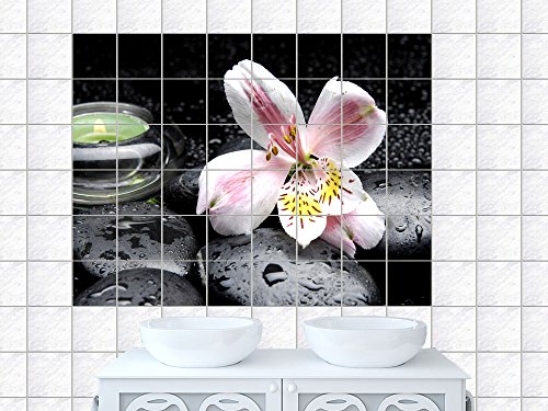 Graz Design 761354_15x15_60 Fliesenaufkleber Fliesen Sticker Folie Dekor Deko für Bad Küche Badezimmer Massagesteine Heilsteine Wellness Fliesengröße 15x15cm (Anzahl Fliesen = 6 breit und 4 hoch)