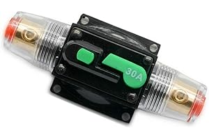 MOTTDAM Auto Leistungsschalter,DC 12-48V Wasserdichter Inline Auto Leistungsschalter,Leistungsschutzschalter Auto,Manuellen Reset Schalter Car Audio Sicherung für Car Audio Solar Inverter Systemschutz(30A)