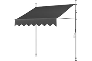 LIFERUN Klemmmarkise ohne Bohren 350cm mit Handkurbel Balkon Balkonmarkise Markise Sonnenschutz Wasserdicht UV-beständig Höhenverstellbar Wasserabweisend Terrassenüberdachung Metall und Polyester