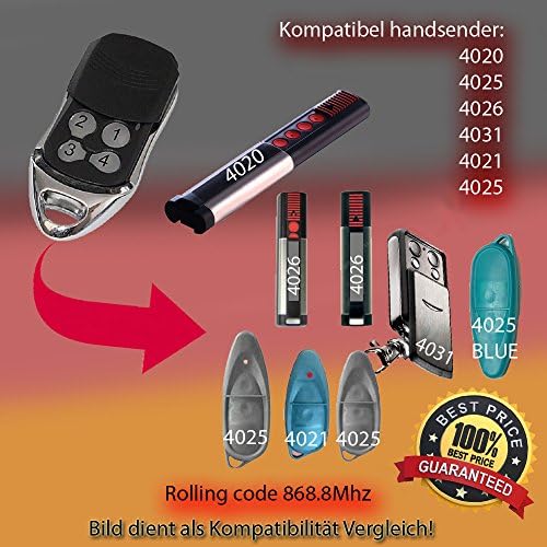 Sommer 4020 TX03 868 Replacement 4 Compatible Remote Control Transmitter – 868.8 MHz Keyfob