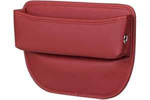 Goujfol Organizador Coche Asiento, Bolsa de Almacenamiento para Huecos de Asiento de Coche, Universal Cosas para el Coche, Pu Caja para Auto Consola (Rojo)