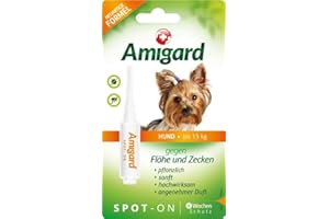 Amigard Spot-On 1er Pack für kleine Hunde, gegen Zecken und Flöhe, 1 Monat Schutz, pflanzliche Wirkstoffe, ohne Parfüm und Konservierungsmittel, vegan