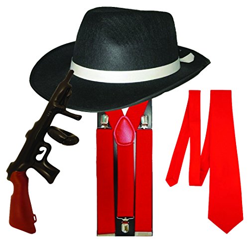 Preisvergleich Produktbild Gangster Fancy Dress 4 Stück Kostüm (Rot)