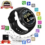 Bluetooth Smartwatch,Smart Watch Rund mit SIM Kartenslot Whatsapp Touchscreen, Intelligente Armbanduhr Sport Fitness Tracker Armband fur Android iPhone ios Samsung Sony Huawei Damen Herren