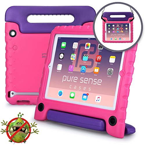 Galaxy Tab E 9.6 Funda para niños, Pure Sense Buddy Fuerte Anti Bacterias Libre de Gérmenes Tirante de Hombro Resistente A Prueba de Niños Protector de Juguetes Funda Portátil + el Mango (Rosa)