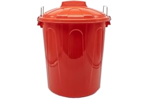 CABLEPELADO Cubo de Basura con tapa, Cubo basura Industrial, Cubo basura Plástico con asas metálicas, Contenedor residuos, 40 cm alto x 33 cm Diámetro superior, Capacidad 21 Litros, Rojo