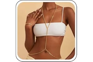 Inateannal Cadena de oro para las mujeres de enlace cubano cadena del cuerpo del sujetador Sexy Bikini cuerpo del arnés de la joyería del cuerpo para la fiesta del club nocturno