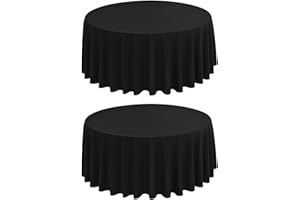 FXKS 2 Pack Black Round Tablecloth 60inch (153cm) Circle Polyester Table Cloth, Washable Fabric Stain and Wrinkle Resistant Table Cover Round Table Clothes for Wedding Parties Banquet Reception