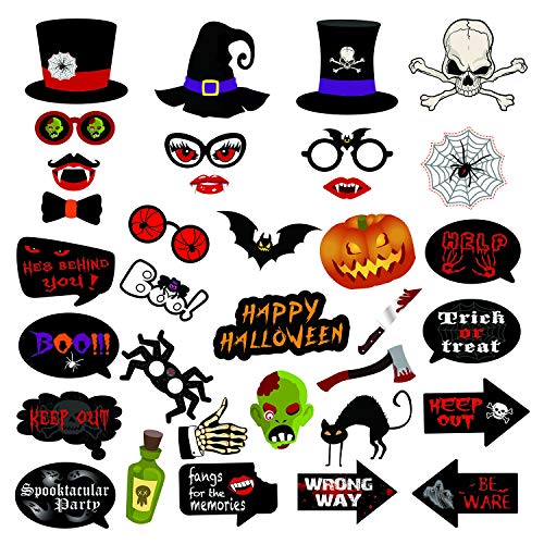 JoyTplay 34Piezas Halloween Photo Booth Props Photocalls DIY Foto...