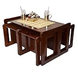 3 in 1 Multifunktionale Kindermöbel im Vierer Set Bestehend Aus einem Multifunktionalen Kindertisch oder Kindersitzbank und einer Multifunktionaler Kindersitzbank und zwei Multifunktionale Kinderstühle oder ein Multifunktionales Nest von vier Couch- Beistelltischen für Erwachsene, aus Massivem Buchenholz Dunkel Lackiert - 7
