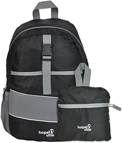 HOPEVILLE light foldable 18 liter backpack for men and women | Premium daypack, travel backpack, carry-on baggage made from water repellent nylon fabric
