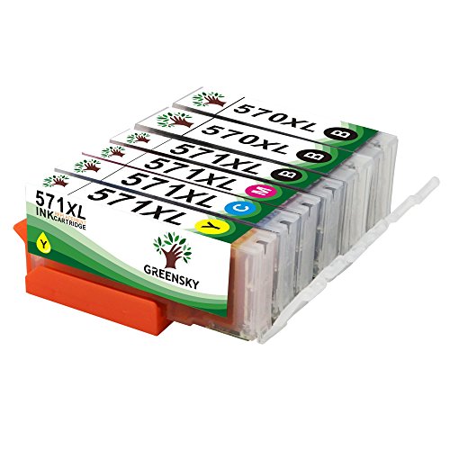 GREENSKY Kompatible Ersatz für Canon PGI-570XL CLI-571XL Tintenpatronen 6er Pack (2PGBK 1BK 1C 1M 1Y) für Canon Pixma MG5750 MG6865 MG5751 MG5752 MG5753 MG6850 MG6851 MG6852 MG6853 TS5050 TS5051 TS5053 TS5055 TS6050 TS6051 TS6052 Drucker