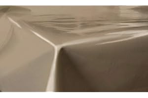 JOLEE TABLECLOTHS Plain Colour Wipe Clean PVC Vinyl Tablecloth and Sizes (Plain Taupe, 140cm x 120cm Long Rectangle)