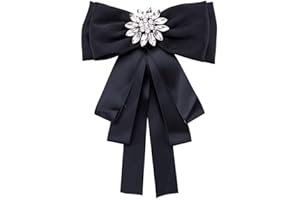 Broche de lazo de cristal de diamantes de imitación, Upstore, negro, broche, collar, joyería, corbata, camisa, vestido para mujeres y niñas, boda, fiesta, pajarita