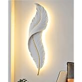 Decor chronicle Feather Shape Wall Lamp | 3-Color LED Light (Warm/Natural/Cool White) | 22W Metal Wall Light for Living Room,