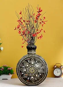Discount ARA Hand Crafted Iron Flower Hand-Painted Vase with Stone for Home Decoration Flower Pot- Decor Items