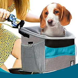 Pet Carrier Bicycle Basket Bag for Dogs & Cats | Adjustable Size,Comfy & Padded Shoulder Strap, Secure Top Drawstring, Removable Inner Pad & Side Pockets | Travel with Your Pet Safely