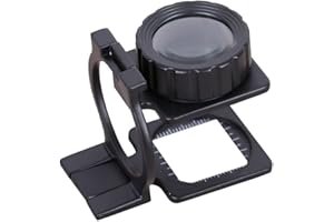 VISIONU Lupa Bolsillo 20X Tela Escala de la medida Cuentahilos Metal (negro) Plegable en Tres Partes Lupa