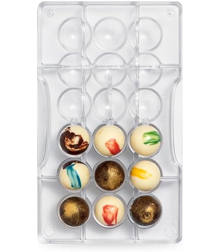 Siccardi Stampo In Policarbonato Per Cioccolato - Tavoletta 8x8 Cm Con 6 Impronte Da 50g, Tema Albero Di Natale, Ideale Per Cioccolatini Fai-da-te