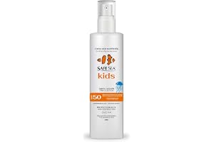 SAFE SEA - Jellyfish Sting Sun Spray SPF 50 - Vegansk formel - Mycket vattenresistent med högt solskydd för barn - Ingredienser som är lämpliga för känslig hud - 100 ml Format