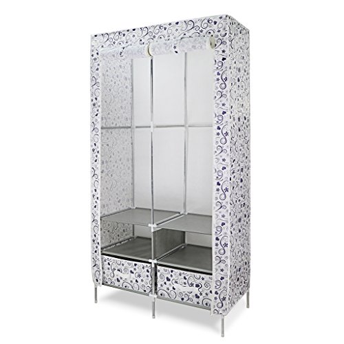 Finether Faltschrank Stoffschrank Textilschrank Faltkleiderschrank Stoffkleiderschrank Textilkleiderschrank faltbarer Kleiderschrank aus stoff mit Kleiderstange für Schlafzimmer Camping stabil 2-türig 170 x 87 x 45cm