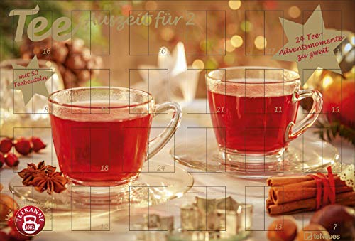 Preisvergleich Produktbild Tee-Adventskalender für Zwei - Pärchen-Adventskalender, 24 Türchen und 50 Aufgussbeutel - 56 x 38 x 2 cm