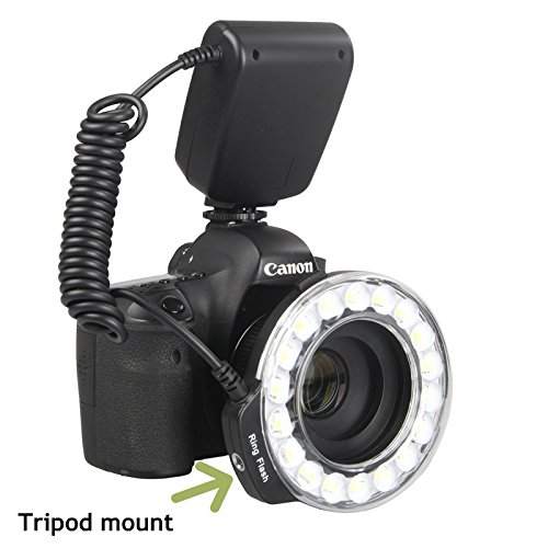 Innovation off  l appareil tir de 360       degr  s - Universal Macro 18 Grand Anneau LED Flash    4 couleurs diffuseurs d anneau   8x conversion  49mm  52mm 55mm  58mm  62mm  67mm  72mm  77mm  pour Canon  Nikon  Olympus  Pentax  lumi  re continue et le support du flash 