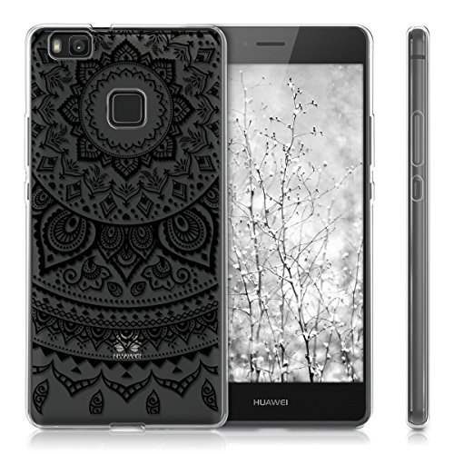 kwmobile Funda para Huawei P9 Lite - Carcasa de  TPU  para m  vil y dise  o de Sol hind   en  Negro Transparente 