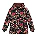 Produktbild TianWlio Jacken Parka Mäntel Herbst Winter Warme Jacken Strickjacken Damen Winter Warm Outwear Blumendruck Mit Kapuze Taschen Vintage Übergröße Mäntel rot XXL