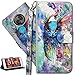 Produktbild HMTECH Moto X4 2017 Hülle Luxus 3D Süßes Bunte Owl Flip Standfunktion Karten Slot Magnetverschluß Brieftasche Taschen Schalen Handy Ledercase für Moto X4 2017,Colorful Owl
