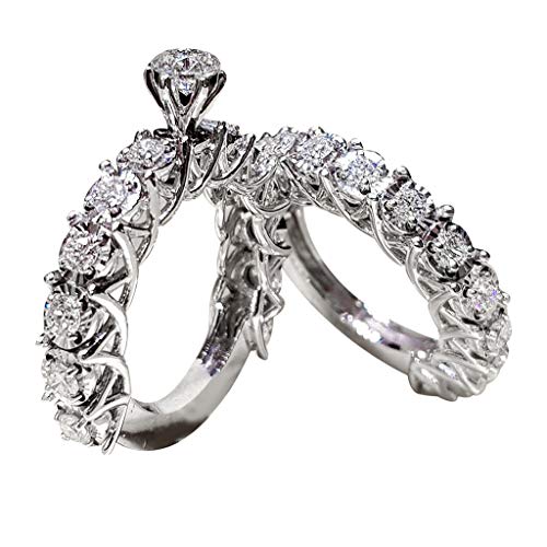 Preisvergleich Produktbild 2PCS wunderschöne Design ringent Damen Silber Ringe handgemachte Mädchen Ring Modeschmuck Zubehör Valentines Geschenk